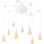 Plafonnier vintage antique e27 lustre r�tro suspension luminaire d'int�rieur blanc 8 t�tes