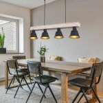 Etc - shop - plafonnier vintage en bois clair suspendu noir salon �clairage pendule naturel