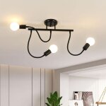 Goeco - plafonnier vintage e27 base 3 lampe lampe de plafond pour cuisine salle  manger chambre couloir ...