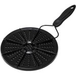 Plaque conductrice gaz chauffante en �mail noir avec poign�e en boucle, diffuseur de chaleur rainur� ...