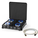 Intec - plaque de cuisson gaz 4 feux 8800w table de cuisson portable + tuyau gaz butane / propane bruleurs ...
