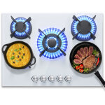 Plaque de cuisson gaz 5 feux, 70cm avec s�curit� thermocouple, convient pour le gaz naturel / propane, ...