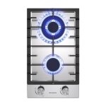 Plaque de cuisson  gaz naturel / butane / propane encastrable, avec grilles en fonte maille - ghss302 ...