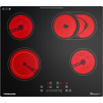 Plaque de cuisson vitroc�ramique firegas - 4 zones 7200w - l59 x p52 cm - noir