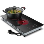 Plaque de cuisson vitrocramique kichpower 2 feux, 30 cm, 3 000 w, 9 niveaux de puissance, minuterie ...