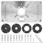 Plaque d'insertion pour table de toupie avec 4 outils annulaires pour �tablis de menuiserie.