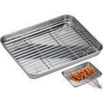 Fitags - plaque  patisserie + grille de refroidissement, 26, 5 x 20 x 2, 5 cm plaque de four universelle ...
