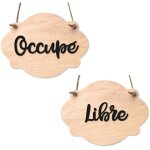Signaletique. biz france - plaque de porte en bois avec ventouse et cordelette panneau ouvert ferm, ...