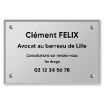Plaque professionnelle personnalise en plexi pour avocat, socit d'avocats avec fixation - format 30 ...