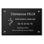 Plaque professionnelle personnalise en plexi avec logo pour infirmire librale avec fixation - format ...