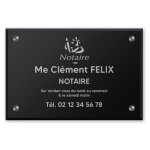 Plaque professionnelle personnalise en plexi avec logo pour notaire avec fixation - format 30 cm x 20 ...