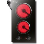 Plaque vitroc�ramique 2 feux avec prise, 29cm, 3000w, domino plaque de cuisson �lectrique, contr�le ind�pendan ...