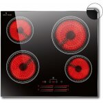 Plaque vitroc�ramique avec cadre, vitroc�ramique 4 feux encastrable 60cm, 6600w, r�gulateur coulissant ...