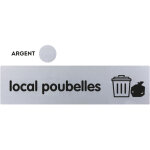 Plaque de porte local poubelles - classique argent 170x45mm - 4320809