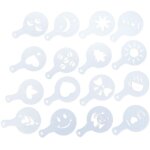 Pochoirs � caf� en plastique, 16 pi�ces, latte cappuccino arts, guirlande de caf�, outil de d�coration ...