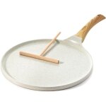Po�le � cr�pes avec rev�tement antiadh�sive en naturel c�ramique 28cm, induction, cr�pi�re avec r�partisseur ...