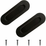 Poign�es d'armoire, 2 poign�es de porte coulissante encastr�es � chasse d'eau en acier inoxydable noir, ...