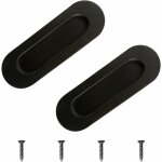 Poign�es d'armoire, 2 poign�es de porte coulissante encastr�es � chasse d'eau en acier inoxydable noir, ...
