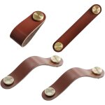 Poignées d'armoire en cuir, poignées de meubles vintage 4 pièces, boutons d'armoire en cuir, marron Poignées d'armoire en cuir, poignées de meubles vintage 4 pièces, boutons d'armoire en cuir, marron