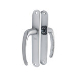 Store menuiserie - poign�es de baie vitr�e, fen�tre, plaque, sans verrou, aluminium gris, carr� 7 mm