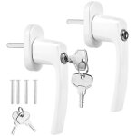Poigne de fentre en aluminium blanc, poigne de fentre oscillo - battante avec cl, protection antivol, ...