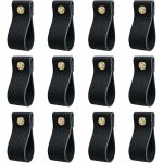 Poignee de meuble cuisine, lot de 12 poigne meuble en cuir, poigne de porte avec crous vis, anti - ...