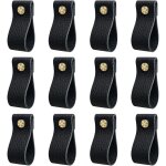 Poignee de meuble cuisine, lot de 12 poign�e meuble en cuir, poign�e de porte avec �crous vis, anti - ...