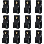 Poignee de meuble cuisine, lot de 12 poign�e meuble en cuir, poign�e de porte avec �crous vis, anti - ...