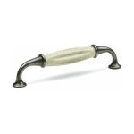 Poigne de meuble rustique en mtal finition porcelaine entraxe 128mm longueur 138mm hauteur 34mm placard ...