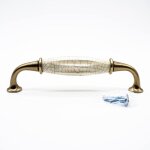 Poignee de meuble vintage 4 poign�e meuble vintage laiton vieilli 144 35mm zinc - aluminium et porcelaine ...