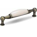 Poign�e de meuble vintage finition laiton porcelaine entraxe 96mm tiroir armoire avec vis - sollbry