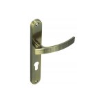 Poign�e de porte int�rieure, plaque longue pour insert, laiton antique