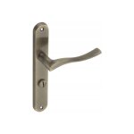 Poign�e de porte int�rieure, plaque wc longue, gauche, laiton antique