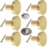 Poignee de porte laiton massif rond, 6 pices poigne de meuble, bouton en laiton de poigne ronde de ...