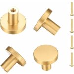 Poign�e de porte ronde en laiton massif pour meuble, tiroir, commode, trou unique, poign�e dor�e - 4 ...