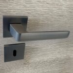 Secury - t - poign�es de porte sur rosace canon de fusil / anthracite carr� - mod�le fabrizia trou de ...