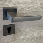 Secury - t - poign�es de porte sur rosace canon de fusil / anthracite carr� - mod�le fabrizia trou de ...