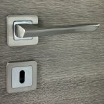 Secury - t - poign�es de porte sur rosace chrom�es satin�es - mod�le morgan trou de cl� l