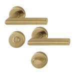 Poign�e de porte sur rosace ronde - amsterdam - hoppe - laiton satin� clair - condamnation