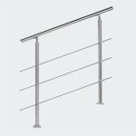 Le poisson qui jardine - rampe d'escalier sur pied, 140 cm, en acier inoxydable, 3 barres - acier