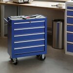 Le poisson qui jardine - servante d'atelier en mtal, pratique 5 tiroirs : couleur bleue