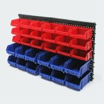 Le poisson qui jardine - tag�re bacs de rangement rouges et bleus vis, clous 30 bo�tes