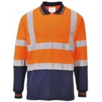 Polo bicolore haute visibilit� portwest manches longues orange / marine l