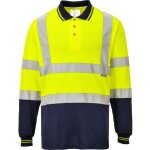 Polo bicolore haute visibilité portwest manches longues jaune / marine 3xl Polo bicolore haute visibilité portwest manches longues jaune / marine 3xl