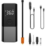 Pompe d'air de voiture portable - compresseur d'air pour pneus de voiture avec manom�tre de pneus (150 ...