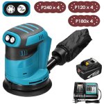 Ponceuse orbitale, excentrique, ponceuse orbitale al�atoire sans fil 125 mm, sans balais? avec 12 papiers ...