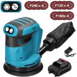 Ponceuse orbitale, excentrique, ponceuse orbitale al�atoire sans fil 125 mm, sans balais? avec 12 papiers ...