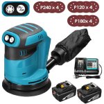 Ponceuse orbitale, excentrique, ponceuse orbitale al�atoire sans fil 125 mm, sans balais? avec 12 papiers ...