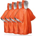 Poncho d'urgence, imperm�able r�utilisable r�sistant aux intemp�ries, paquet de 4 (orange)
