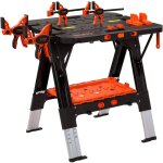 Etabli de serrage 2 en 1, etabli pliant avec 4 serre - joints, chevalet de sciage / table de travail ...